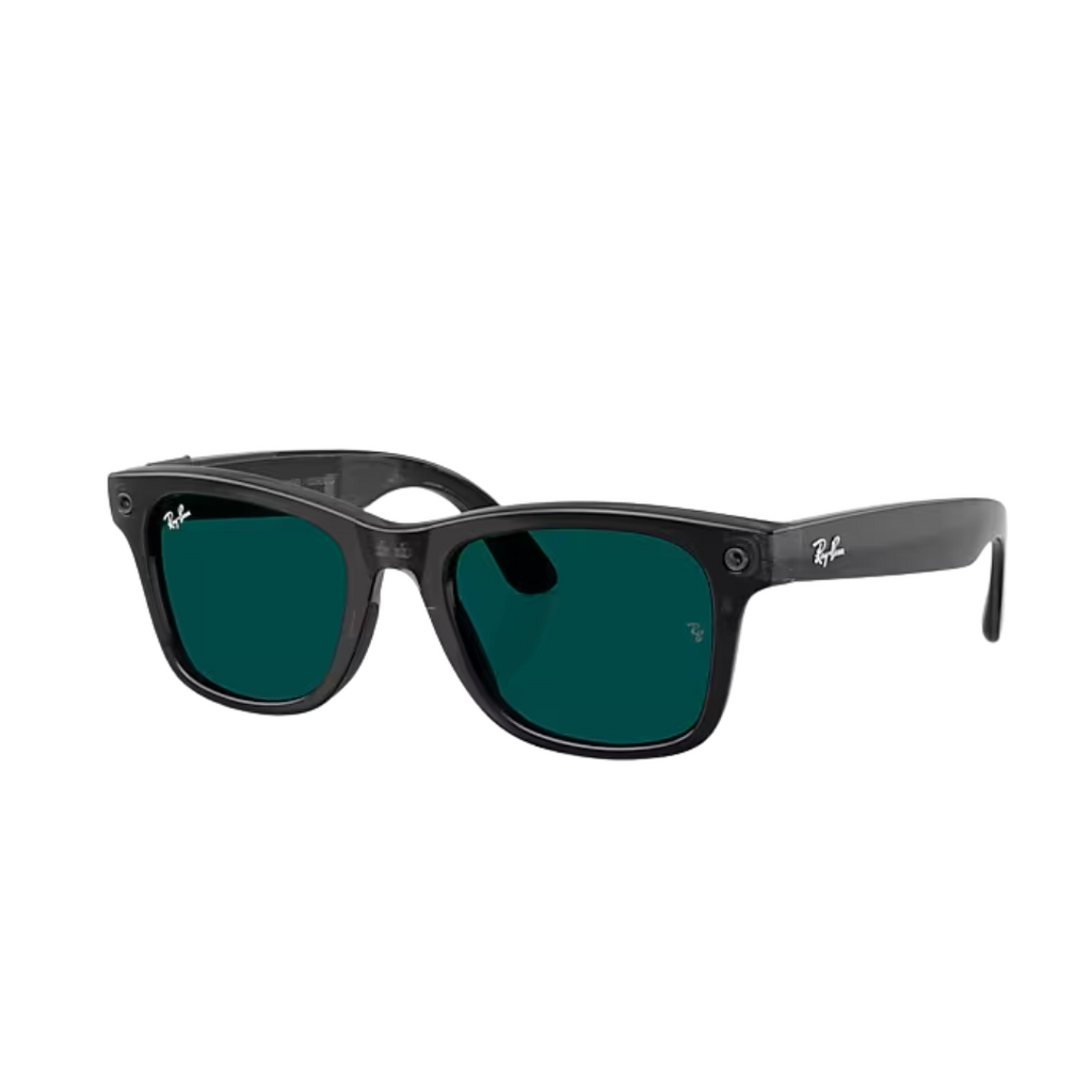 Ray Ban Meta Wayfarer Polished Transparent Black Transition Clear/Aquamarine