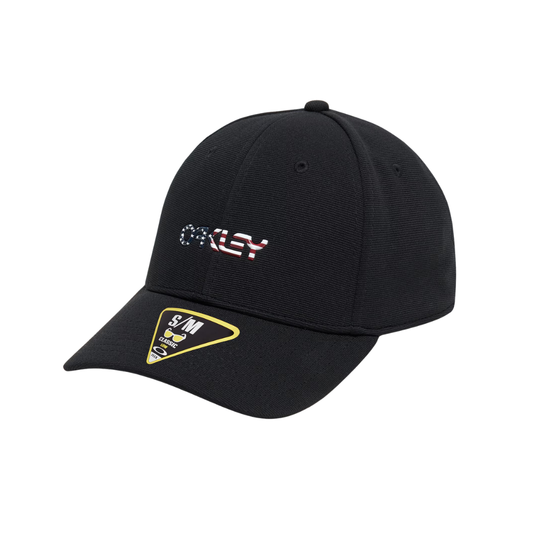 Oakley 6 Panel Stretch Metallic American Flag Cap