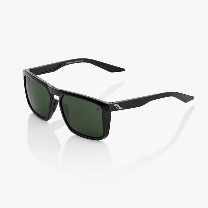 100% Renshaw Gloss Black Grey/Green Lens