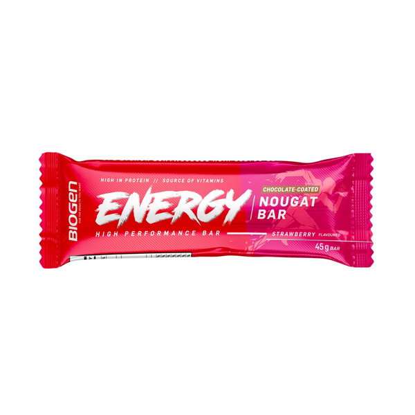 Biogen - Energy Nougat Bar - Strawberry Chocolate Coated